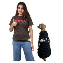 A+a Pets' Graphic Printed T-Shirt for Human 'Soul' & Pets 'Mate' - Combo - Brown/Black