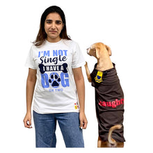 A+a Pets' Graphic Printed T-Shirt for Human 'NSD' & Pets 'Naughty' - Combo - White/Brown