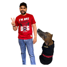 A+a Pets' Graphic Printed T-Shirt for Human 'NSD' & Pets 'Naughty' - Combo - Red/Black