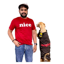 A+a Pets' Graphic Printed T-Shirt for Human 'Nice' & Pets 'Naughty' - Combo -Red/Brown