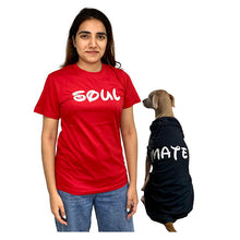 A+a Pets' Graphic Printed T-Shirt for Human 'Soul' & Pets 'Mate' - Combo - Red/Black