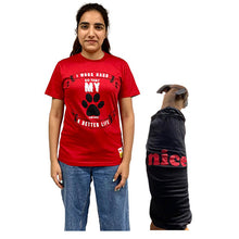 A+a Pets' Graphic Printed T-Shirt for Human 'WH' & Pets 'Nice' - Combo - Red/Black