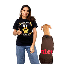 A+a Pets' Graphic Printed T-Shirt for Human 'WH' & Pets 'Nice' - Combo - Black/Brown