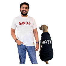 A+a Pets' Graphic Printed T-Shirt for Human 'Soul' & Pets 'Mate' - Combo - White/Black