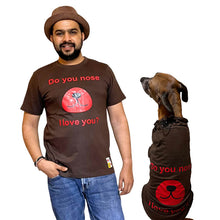 A+a Pets' Graphic Printed T-Shirt for Human & Pets 'ILU' - Combo - Brown/Brown