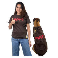 A+a Pets' Graphic Printed T-Shirt for Human 'Soul' & Pets 'Mate' - Combo - Brown/Brown