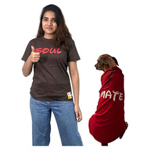 A+a Pets' Graphic Printed T-Shirt for Human 'Soul' & Pets 'Mate' - Combo - Brown/Red