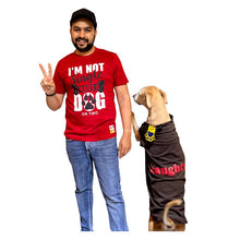 A+a Pets' Graphic Printed T-Shirt for Human 'NSD' & Pets 'Naughty' - Combo - Red/Brown