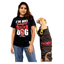 A+a Pets' Graphic Printed T-Shirt for Human 'NSD' & Pets 'Naughty' - Combo - Black/Brown