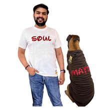 A+a Pets' Graphic Printed T-Shirt for Human 'Soul' & Pets 'Mate' - Combo - White/Brown