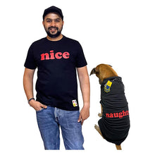 A+a Pets' Graphic Printed T-Shirt for Human 'Nice' & Pets 'Naughty' - Combo -Black/Black