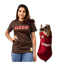 A+a Pets' Graphic Printed T-Shirt for Human 'Nice' & Pets 'Naughty' - Combo -Brown/Red