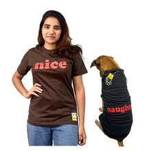 A+a Pets' Graphic Printed T-Shirt for Human 'Nice' & Pets 'Naughty' - Combo -Brown/Black