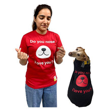 A+a Pets' Graphic Printed T-Shirt for Human & Pets 'ILU' - Combo - Red/Black