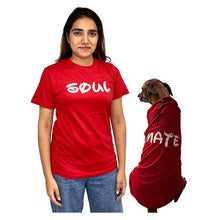 A+a Pets' Graphic Printed T-Shirt for Human 'Soul' & Pets 'Mate' - Combo - Red/Red