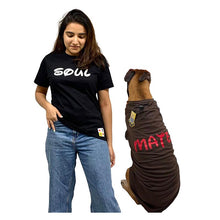 A+a Pets' Graphic Printed T-Shirt for Human 'Soul' & Pets 'Mate' - Combo - Black/Brown