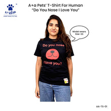 A+a Pets' Graphic Printed T-Shirt for Human & Pets 'ILU' - Combo - Black/Brown