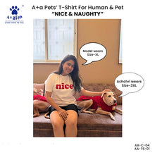 A+a Pets' Graphic Printed T-Shirt for Human 'Nice' & Pets 'Naughty' - Combo - White/Red