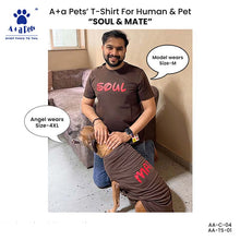 A+a Pets' Graphic Printed T-Shirt for Human 'Soul' & Pets 'Mate' - Combo - Brown/Brown