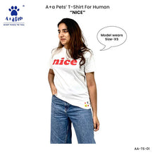 A+a Pets' Graphic Printed T-Shirt for Human 'Nice' & Pets 'Naughty' - Combo - White/Brown