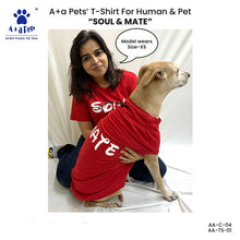 A+a Pets' Graphic Printed T-Shirt for Human 'Soul' & Pets 'Mate' - Combo - Red/Red