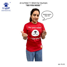 A+a Pets' Graphic Printed T-Shirt for Human & Pets 'ILU' - Combo - Red/Black