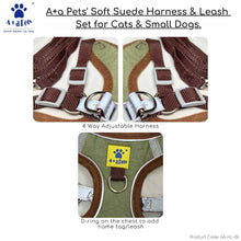 A+a Pets' Reflective Harness & Leash Set for Cats, Puppies, Small Dogs Suede Fabric - Red - www.aplusapets.com