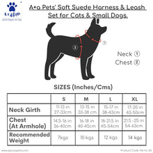 A+a Pets' Reflective Harness & Leash Set for Cats, Puppies, Small Dogs Suede Fabric - Red - www.aplusapets.com