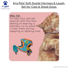 A+a Pets' Reflective Harness & Leash Set for Cats, Puppies, Small Dogs Suede Fabric - Red - www.aplusapets.com