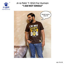 A+a Pets' Graphic Printed T-Shirt for Human 'NSD' & Pets 'Naughty' - Combo - Brown/Red