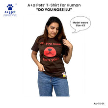 A+a Pets' Graphic Printed T-Shirt for Human & Pets 'ILU' - Combo - Brown/Brown