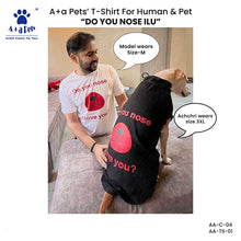 A+a Pets' Graphic Printed T-Shirt for Human & Pets 'ILU' - Combo - White/Black